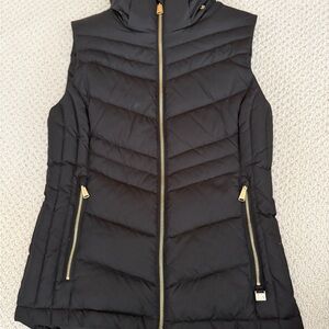 Michael Kors Black Puffer Vest with Gold Zippers